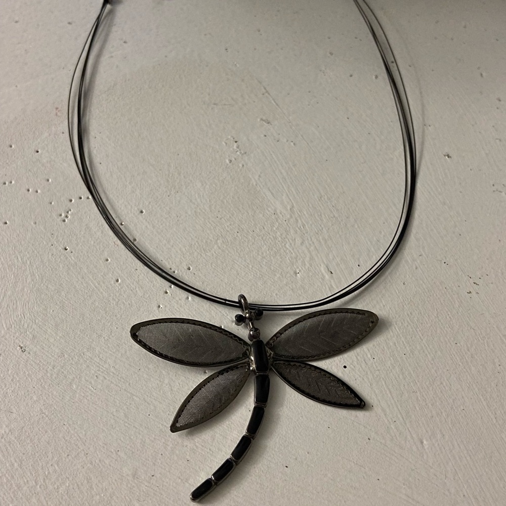 Black Dragonfly  Necklace